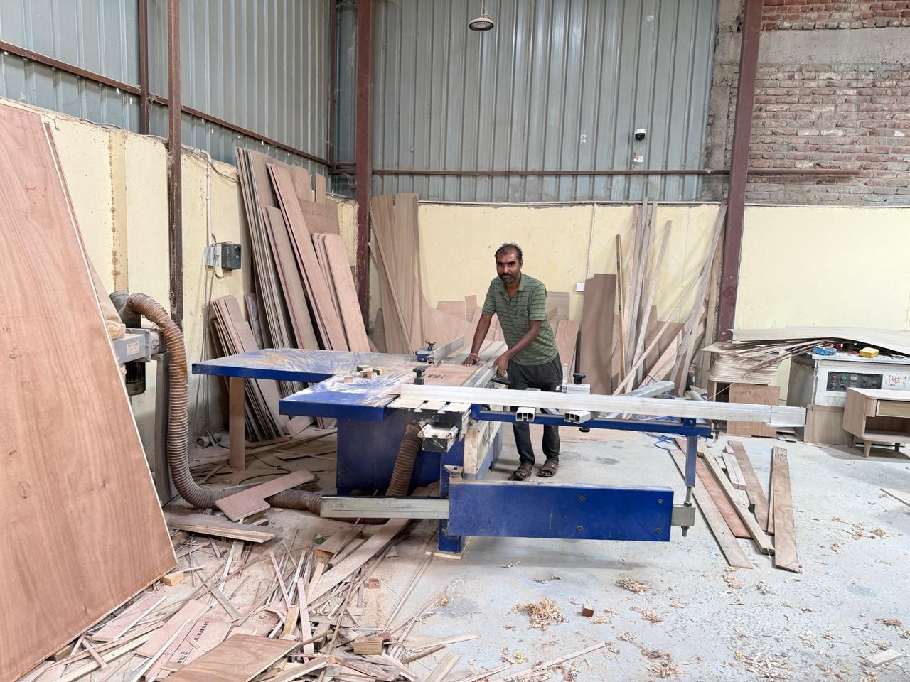 Furniture carcasses being assembled in the workshop